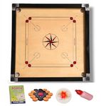 WRF Superior Matte Finish Practice Carrom Board for Serious Professional Practice with Coins Striker and Powder Black New (32 Inches Gold 2026__A005)