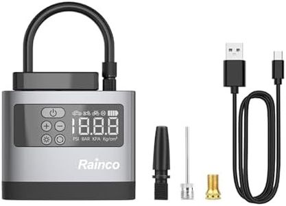 Rainco GTI50 Mini Tyre Inflator Portable Air Compressor with LED Light,Bike pump,Air Pump for car,Mini Car Tyre air pump with Digital Pressure Gauge,Accessories for Bike,Motorcycle,Ball & Air Mattress