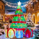 COMIN 7 FT Christmas Inflatables Tree Outdoor Decorations Blow Up Yard Gift Box with Built-in LEDs for Indoor Party Garden Lawn Decor