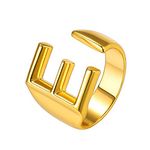 Large Personalized Initial Signet Ring, Womens Fashion Rings, Adjustable Ring Jewelry, Golden Monogram Rings for Teens, Statement Letter Rings E