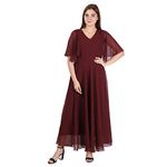 HELLO DESIGN Women's A-Line Maxi Dress (HLD21_Maroon_Small)