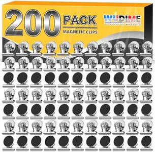 WUDIME 200 Pack Strong Magnetic Clips, Fridge Magnets Refrigerator Magnets, Clip Magnets for Whiteboard, Magnet Clips for List Display Paper Fasteners on Home Office Teaching (Silver)