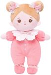 OUOZZZ Soft Girl Doll - My First Doll Birthday Gift Girls Plush Fabric Doll Pink Bow Dress Toys for Toddlers Kids Babies 25cm