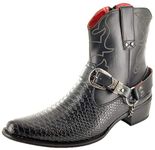 Mens Black Snake Skin Full Zip Western Cowboy Ankle Boots (Size 9, Black)