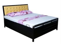 MR Metal Hydraulic Storage Bed with Foam Mattress (Matte Finish), Cotton Fabric Washable Cover - (Golden) King Size 6' X 6' Feet by MR Steel Furniture