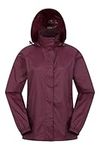 Mountain Warehouse Pakka Womens Waterproof Packable Jacket - Foldaway Hood Jacket, Ladies Coat, Lightweight Rain Jacket - For Spring Summer, Walking, Travelling Dark Purple 10