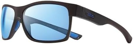 Revo Sunglasses Espen x Bear Grylls: Polarized Lens with Bendable Rectangle Wrap Frame, Matte Black Frame with Blue Water Lens (RE 1097 01 BL)