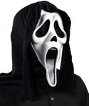 SHIFANQI Halloween Scream Mask, Scary Ghost Face Mask, Horror Full Head Latex Mask for Adults Men, Horrible Skull Face Mask for Halloween Costume Cosplay Party Decorations,White Scream