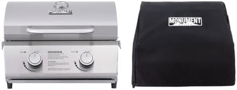 Monument Grills Tabletop Propane Gas Grill for Outdoor Portable Camping Cooking with BBQ Cover(2 items)