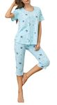 BERDITH Soft Feel Women's Pyjama Sets Plus Size Pyjamas for Women Cotton Blend Comfort Womens Pjs Nightwear Ladies Pajamas for Women UK size 16-18 Green