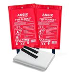 Fire Blankets 1M x 1M Fiberglass Fire Suppression Blanket with Flame-retardant Kitemarked Emergency Safety Fire Blanket for Kitchen, Home, Office, Caravan Fire Blanket (Pack of 2) - by ANGIX