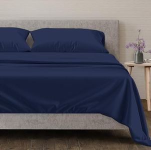 Mayfair Linen 600-Thread-Count Egyptian Quality Cotton Sheets - Full Size Cooling Bedsheets for Hot Sleepers - Sateen Weave, Deep Pocket Fitted - 4 Piece Best Hotel Sheets for Full Beds (Navy Blue)