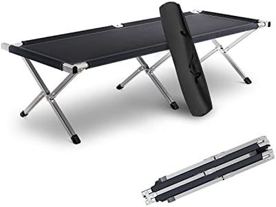 Kronenburg Feldbett XXL, Campingbett 210 cm x 72 cm x 45 cm – Belastbarkeit bis 200 kg - Stahlrohr verstärkt - in Schwarz