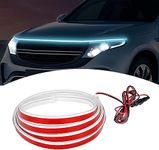 QODOLSI Pack-1 Car Hood LED Strip, 59In Flexible Dynamic Scan Start Up Strip Light, Car Waterproof Exterior LED Light Daytime Running Light Bar for Car, Truck, SUV (Ice Blue)