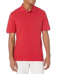 Amazon Essentials Men's Slim-Fit Cotton Pique Polo Shirt, Red, Large