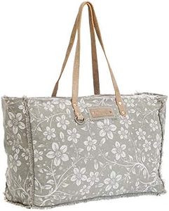 Myra Bag Chalky Upcycled Canvas & Leather Weekender Bag S-1473