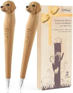 VIPbuy 2 conti 100% legno intagliato a mano Penne a inchiostro gel ricaricabili, penne da scrittura novità Forniture scolastiche per l'ufficio (Labrador Retriever)