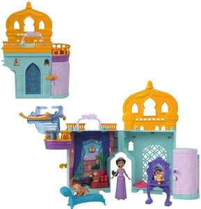 Mattel Disney Juguetes Princesas, Casa de Muñecas Castillo Apilable Jazmín con Muñeca Pequeña, 2 Amigos y 7 Piezas, Inspirado en la Película Disney, Juguetes y Regalos de Viaje para Niños, HPV04