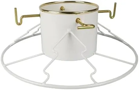 Yard Butler Santa's Helper Christmas Tree Stand - Heavy-Duty Christmas Tree Stand - Metal Stand Base for Live Christmas Tree - Durable & Weighted Christmas Tree Base - for 3–6' Trees - White
