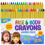 42PCS Face and Body Paint Crayons, Face Painting Kit Safe and Non-Toxic Ultimate Party Pack Including 14 Metallic Colors for Birthday Makeup Party Supplies