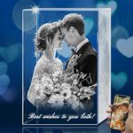 3D Crystal Photo Personalized Custom, Laser Photo Etched Engraved in Crystal with Your Own Photo, Unique Birthday Engagement Wedding Memorial Valentine's Christmas Day Gifts (Portrait, S)