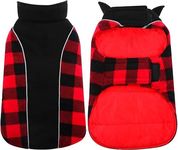 Kuoser Reversible Dog Coat, Warm Waterproof Dog Jacket, British Style Plaid Dog Winter Coats, Puppy Cold Weather Vest Windproof Outdoor Clothes Dog Snow Jackets for Small Medium Large Dogs