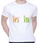 CreativiT Graphic Printed T-Shirt for Unisex India_Republic Day Tshirt | Casual Half Sleeve Round Neck T-Shirt | 100% Cotton | D00585-206_White_Medium