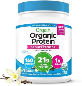 Orgain Organic Plant Based Protein + Superfoods Powder, Vanilla Bean - Vegan, Non Dairy, Lactose Free, No Sugar Added, Gluten Free, Soy Free, Non-GMO, 1.12 lb