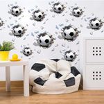 Runtoo 3D Soccer Wall Decal Sports Break Through Wall Stickers Kids Baby Boys Nursery Playroom Classroom Home Decor