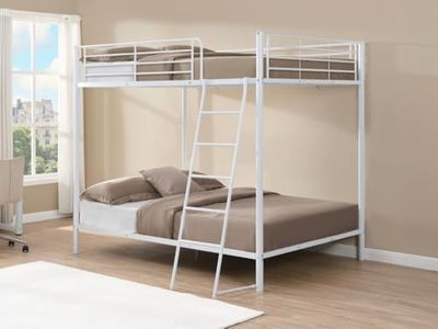 Vente-unique - Lits superposés 2 x 140 x 190 cm - Métal - Blanc - Gemini II - pour Enfant