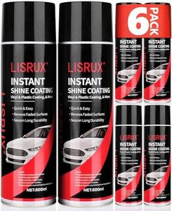 LISRUX Shine & Protectant High Gloss Coating Spray 16.9 oz, Revives Dull Surfaces, UV Protectant, Renew, Shine and Protect Plastic, Vinyl, Rubber, Trim，Pack of 6