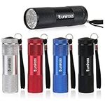 4 x LED Torch Mini Torch, with 9 LEDs, Colorful Pocket Torch Flashlight for Kids Adult Camping Hiking Outdoor,12 AAA Batteries Free