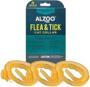 ALZOO Flea & Tick Cat Collar, Helps Repel Fleas, Ticks & Mosquitoes, 100% Plant-Based Active Ingredients, Phthalates and PVC Free, Up to 8 Months Protection, Pack of 3