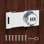 Household Cabinet Password Hasp Locks, Cabinet Door Combination Lock, Door Security Slide Latch Lock for Small Doors, Cabinets, Barn Door, Bathroom, Outdoor, Garden (Silver - 1 Pack)