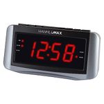 HANNLOMAX HX-117CR Alarm Clock Radio, PLL AM/FM Radio, 1.2" Red LED Display, Dual Alarm, Alarm Wake Up to Radio or Buzzer (Grey)
