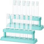 Copkim 2 Sets Test Tubes with Rack Clear Plastic Test Tubes with Caps and 6 Holes Holder Rack Nurse Party Decorations Shot Tubes for Scientific Experiments Party Favors Candy (Blue,Removable)