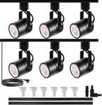 Bravsekai LED Track Lighting Ceiling, 6-Lights GU10 Track Lights with 2 * 3.28FT H Type Track Light Rails, 10W 3000K Cool White Indoor Ceiling Spotlight Fixture Replaceable GU10 Bulb, black