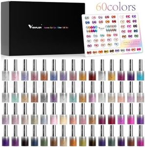 VENALISA Glitter and Cat Eye Gel Nail Polish Kit of 60 Pcs With Color Display 10ML Each Bottle Holographic Magnetic Gel Polish Soak Off Salon Manicure DIY at Home Nail Art For Girls Women