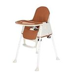 Holdfiturn 3-in-1 Children's High Chair Dining Chair Foldable Adjustable Baby High Chair Baby Children High Chair Movable for Children from 6 Months to 5 Years Old Coffee