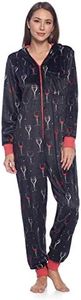 Ashford & Brooks Women's Fleece Hooded One Piece Pajama - Black Wine - 3X-Large