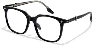 Chicid Oversized Blue Light Blocking Glasses with Chic Square Frame Metal Temple for Women Men