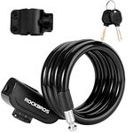 ROCKBROS Bike Lock Cable 4 Feet Bicycle Cable Lock with Mounting Bracket 2 Secure Keys 1/2 Inch Diameter