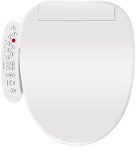 Electric Bidet Toilet Seat, Smart Toilet with Warm Water, Heated Seat, Warm Air Dryer, Rear and Front Wash, Soft Closed Toilet Seat, LED Light, Easy Install(48 * 39CM)