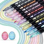 Outline Pens,12 Metallic Outline Markers Pens for Gifts card Writing, Double Line Outline Pens, Super Squiggles Outline Pens for Birthday Card, Scrap Booking, Gift Card Writing, Teenage Girls Gifts