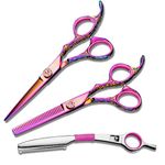 Saki Shears Kohana Pink Set of Professional Hair Shears - Includes Cutting and Thinning Shears - 440C Japanese Steel