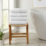 Great Bay Home White Bath Towels - 100% Featherspun Cotton 4 Pack 54x27 Bath Towel Set - Ultra-Soft, Lightweight, & Quick-Drying Towels for Bathroom Decor (White)