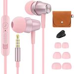 Bulees Earphones for Kids Girls, Soft In-Ear Headphones wired with Mic and Volume Control, Cute Small Earbuds for iPhone 6/6s, Android Smartphones, MP3 Players (Pink)