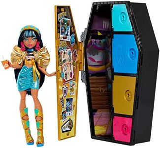 Monster High Doll and Fashion Set, Cleo De Nile with Dress-Up Locker and 19+ Surprises, Skulltimate Secrets