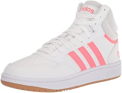 adidas Women's Hoops 3.0 Mid Basketball Shoe, White/Turbo/Gum, 11 US