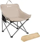 VILLEY Camping Chair Beach Folding Chair, Outdoor Lawn Portable Lightweight Chair, Foldable Chair with Carry Bag, for Outside Hiking, Fishing, Travel, Beach and Sports, Beige